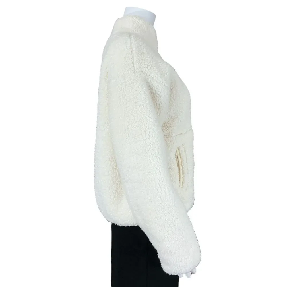Sundance Heidi Sherpa Half Zip Pullover sz S Cozy Vanilla Cream Teddy‎ Coat BOHO